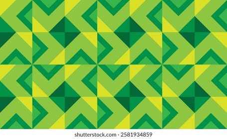 The art deco geometric pattern is characterized by a simple yet elegant design and a high contrast color scheme combined with green