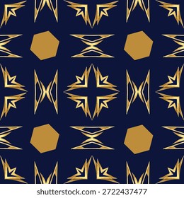 Art Deco Geometric Pattern with Gold Accents on Navy Blue