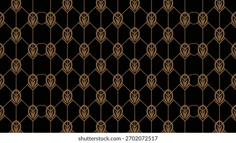 Patrón geométrico art déco con hojas estilizadas y Formas de diamantes