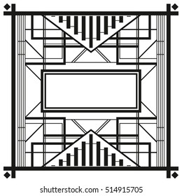 Art deco  geometric pattern. trendy vintage design element  on white background. Beautiful artdeco template with parallel lines 