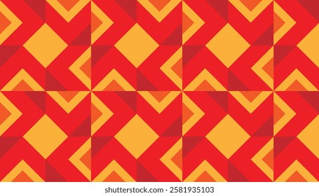 Art deco geometric patterns are characterized by simple yet elegant designs and high contrast color schemes combining angry and orange colors