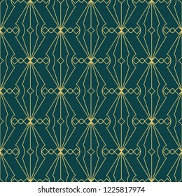 art deco geometric seamless pattern, golden line geometric illustration, wallpaper graphic design vector