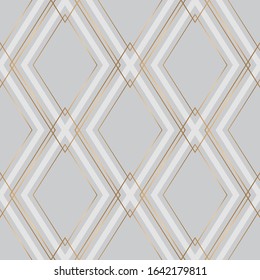 Art deco geometric seamless pattern with golden and grey.