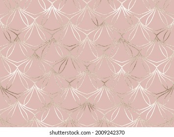 Art deco geometric seamless pattern with gold decorative floral tile.