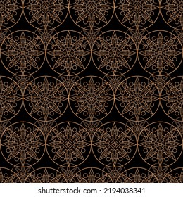 Art deco geometrische nahtlose Muster. Gold auf schwarzem Hintergrund. Schöne Vektorgrafik.