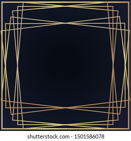 Art Deco geometric vector golden shiny frame isolated on background. Luxury and realistic decorative rectangle with perfect lines. Beautiful template with abstract concept for web, logo, brand.