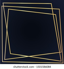 Art Deco geometric vector golden shiny frame isolated on background. Luxury and realistic decorative rectangle with perfect lines. Beautiful template with abstract concept for web, logo, brand.
