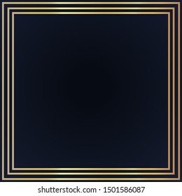 Art Deco geometric vector golden shiny frame isolated on background. Luxury and realistic decorative rectangle with perfect lines. Beautiful template with abstract concept for web, logo, brand.