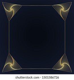 Art Deco geometric vector golden shiny frame isolated on background. Luxury and realistic decorative rectangle with perfect lines. Beautiful template with abstract concept for web, logo, brand.