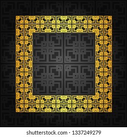 Art deco geometric vintage border frame and pattern. It can be used for invitation, congratulation, retro ornamental design