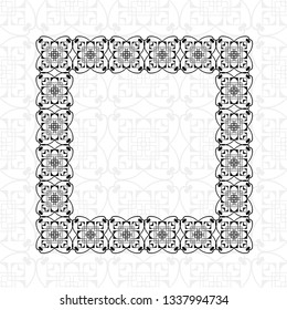 Art deco geometric vintage border frame and pattern. It can be used for invitation, congratulation, retro ornamental design