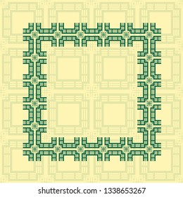 Art deco geometric vintage border frame and pattern. It can be used for invitation, congratulation, retro ornamental design