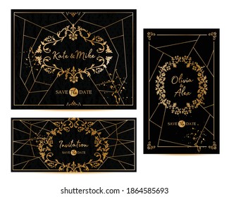 Art deco geometric vintage frame can be used for invitation, congratulation