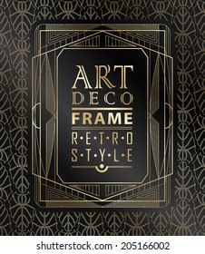 Art deco geometric vintage frame can be used for invitation, congratulation