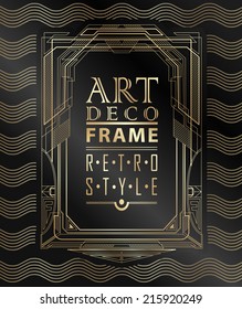 Art deco geometric vintage frame can be used for invitation, congratulation