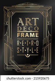 Art deco geometric vintage frame can be used for invitation, congratulation