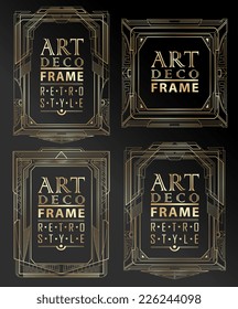 Art deco geometric vintage frame can be used for invitation, congratulation