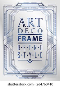 Art deco geometric vintage frame can be used for invitation, congratulation