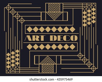 Art deco geometric vintage frame. Style 1920's, 1930's.