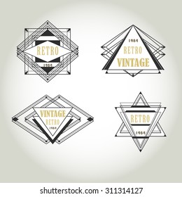 art deco geometric vintage label lineart logo