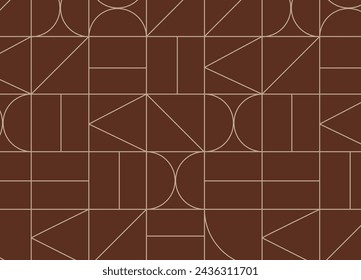 Art deco geometrical vintage pattern drawing on brown background.