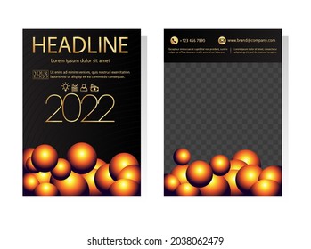 Art Deco Gold and black business brochure templates. Editable geometry leaflet, A4 size flyer, book cover, presentation, card  template. Vector design set for marketing.