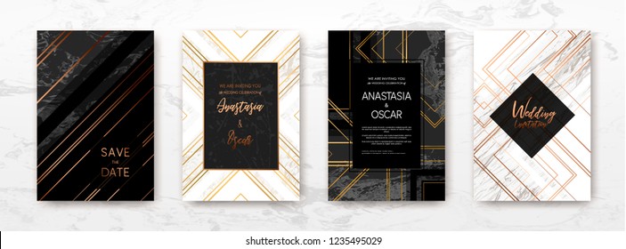 Art Deco Gold, black, white marble template, artistic covers design, colorful texture, realistic cube, backgrounds. Trendy pattern, graphic poster, geometric brochure, cards. Vector illustration.