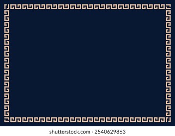 Art deco gold border background blue