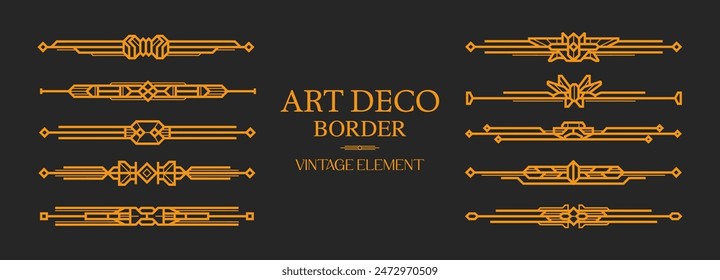 Art Deco gold Border , vintage frame , ornament Border ,line geometric luxury Border , wedding banner label card geometric background vector illustration