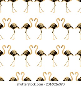 Art Deco-goldener Flamingo-Muster, Hintergrund