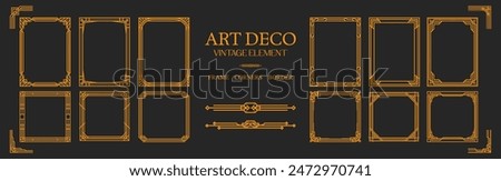 Art Deco gold Frame Corners Border , vintage frame , ornament frame ,line geometric luxury frames , wedding banner label card geometric background vector illustration