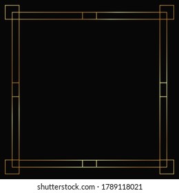 Art deco gold frame. Golden vector border for social media posts, cards and banners