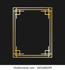 Art Deco Gold Frames And Borders. Gatsby Design Elements. Vintage Linear Border. Retro Style. Isolated. Vector.