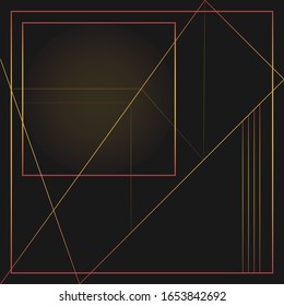 Art deco gold geometry pattern. Day and night. Creative vector concept. Artistic retro cover design. Fabric abstract frame. Old. Isolated on black background