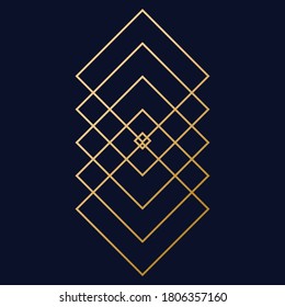 Art deco gold graphic element. Creative template in style of the 1920s for your design