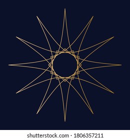 Art deco gold graphic element. Creative template in style of the 1920s for your design