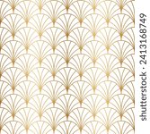 Art deco gold seamless pattern. Repeated golden fan patern. Abstract nouveau background for prints design. Repeating geometric lattice. Gatsby repeat motif. Artdeco fancy lattice. Vector illustration