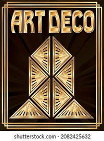 Art deco golden background, vector illustration	