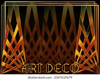 Fondo dorado Art deco, ilustración vectorial	