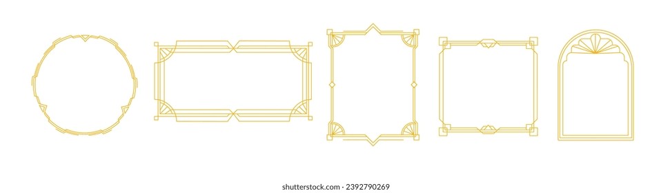 Art deco golden frame design. Modern line minimalistic border