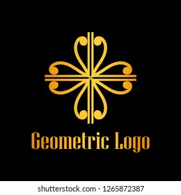 Art deco golden luxury antique hipster minimal geometric vintage linear vector logo, badge design for club, bar, cafe, restaurant, hotel, boutique