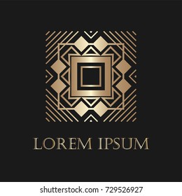 Art deco golden ornamental logo. Template for design. Vector illustration eps10
