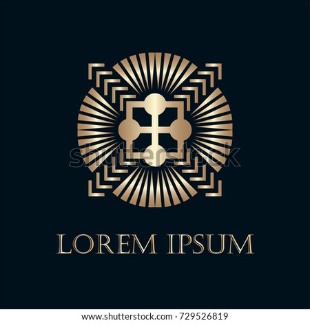 art deco golden ornamental logo template stock vector royalty free