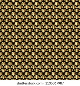 Art Deco Golden palmette seamless vector pattern