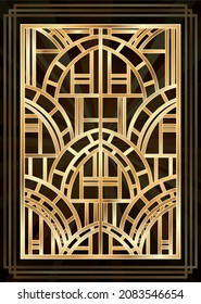 Art deco golden pattern, invitation card, vector illustration