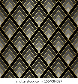 Art Deco Golden Seamless Pattern. Gatsby Luxury Retro Background