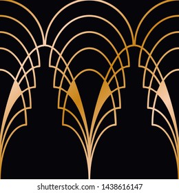 Art Deco golden seamless vintage wallpaper pattern. Geometric decorative background