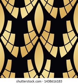 Art Deco golden seamless vintage wallpaper pattern. Geometric decorative background