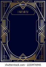 Art Deco golden silver Frame luxury golden frames luxury line vector illustration