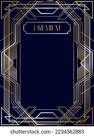 Art Deco golden silver Frame luxury golden frames luxury line vector illustration